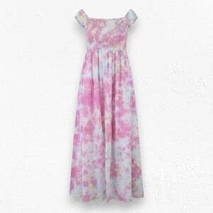 Area Stars Kaia Pink Tie Dye Smocked Off Shoulder Maxi Dress Size Small NWT